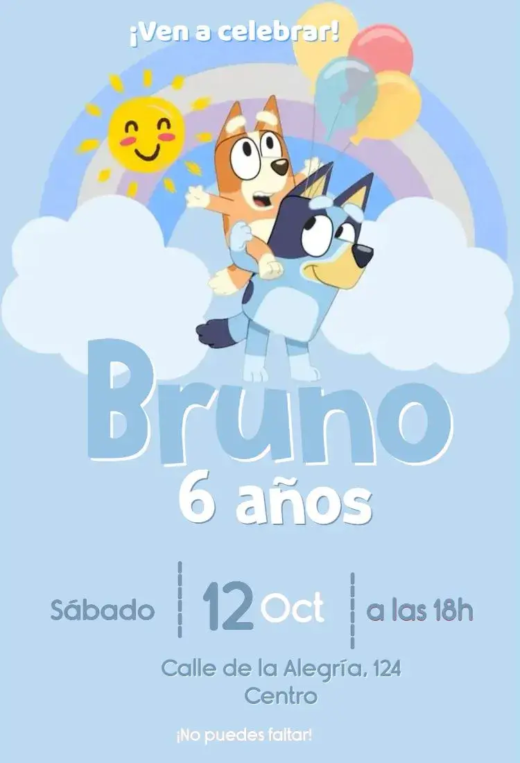 Invitación Bluey