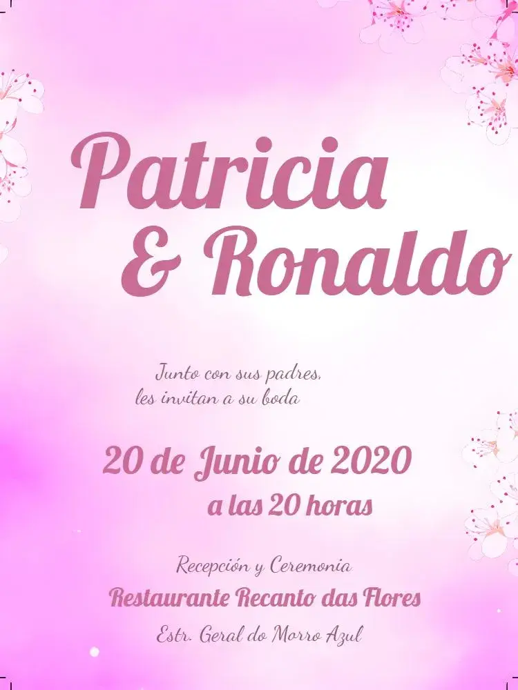 Invitación Boda Floral Rosa Delicada