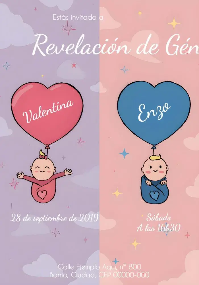 Invitación Baby Shower Revelación Niño o Niña Girl