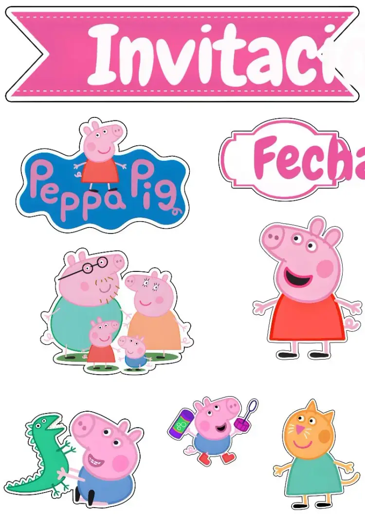 Invitación Topo de Pastel Peppa Pig Gato