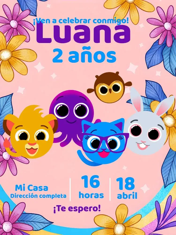 Invitación Bolofofos Fiesta editable y personalizable