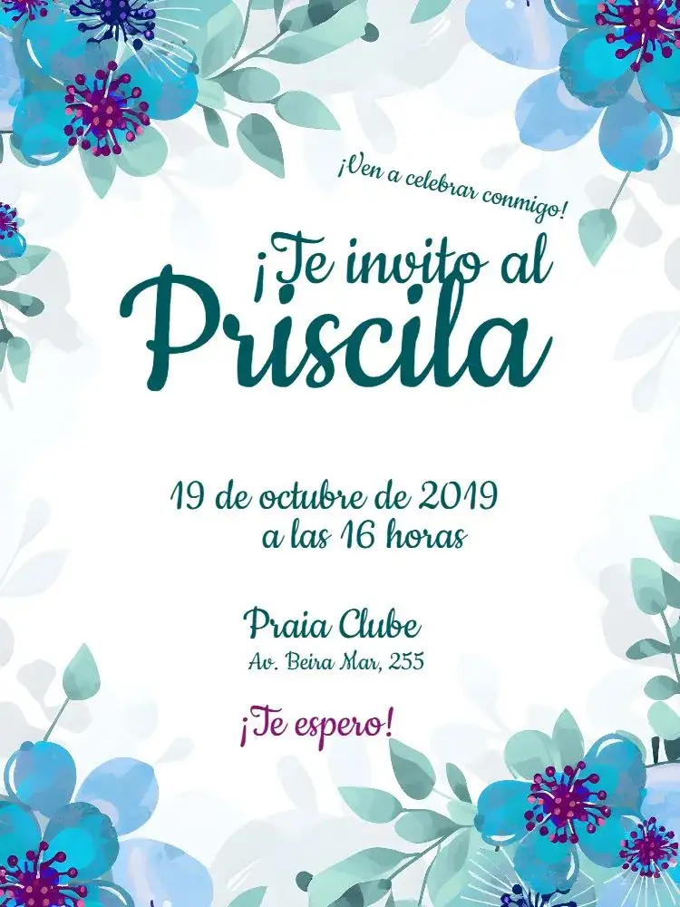 Invitación Despedida de Soltera – tema Despedida de Soltera floral, azul, moderno, elegante, fresco
