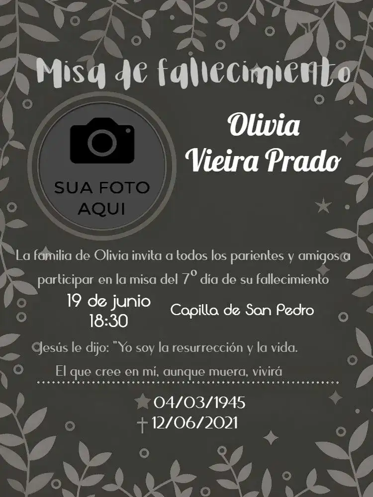 Para Misa De Fallecimiento Con Foto Nota
