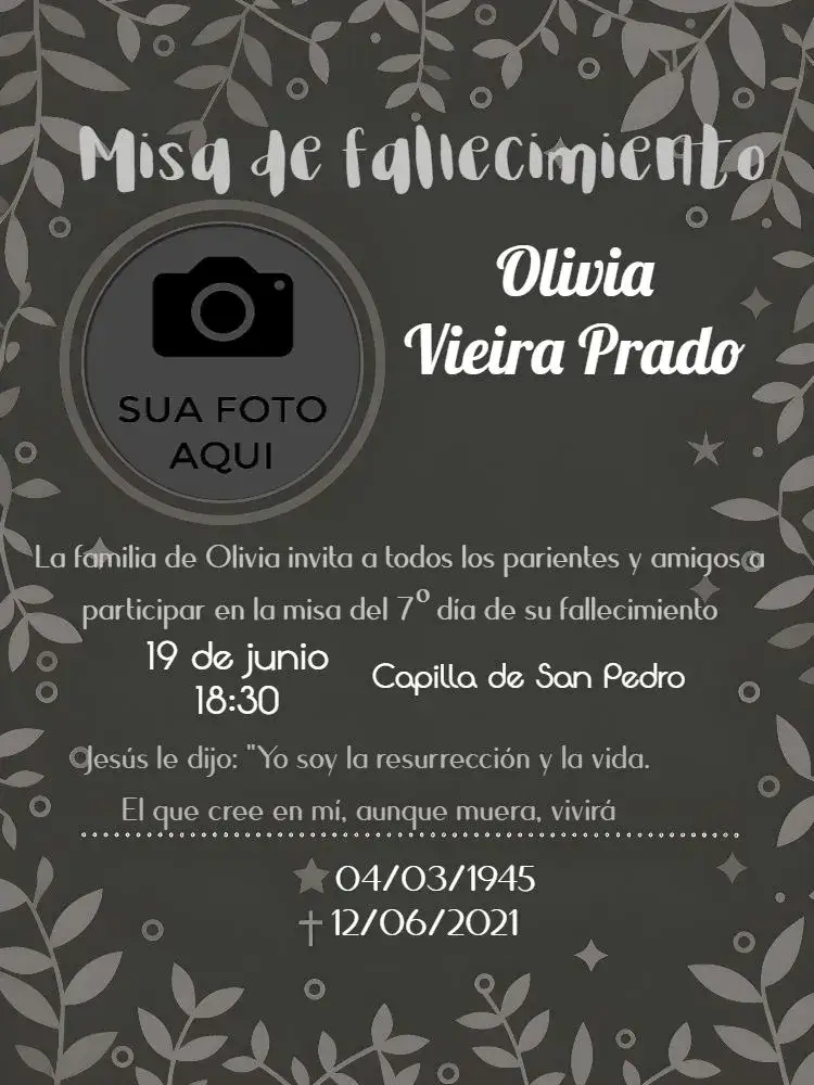 Invitación Para Misa De Fallecimiento Con Foto Nota – tema Fechas Conmemorativas minimalista, elegante, sobrios, clásico, contemporáneo, reflexivo
