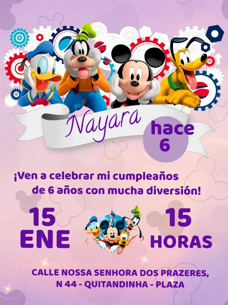 Invitación Turma De Mickey Mouse Disney
