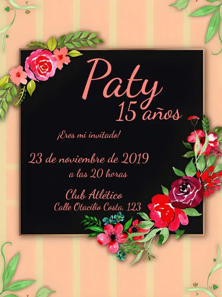 Invitación Floral 15 Años Cóctel – tema 15 años floral, moderno, elegante, colorido, feminino