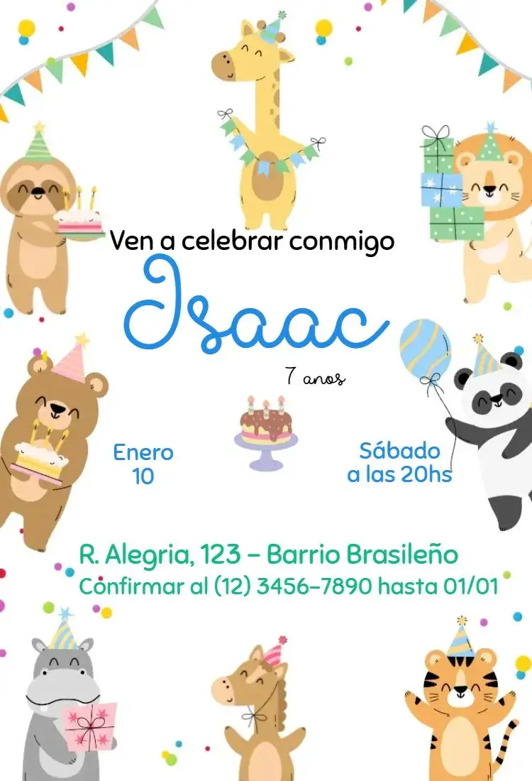 Invitación Fiesta de los animales