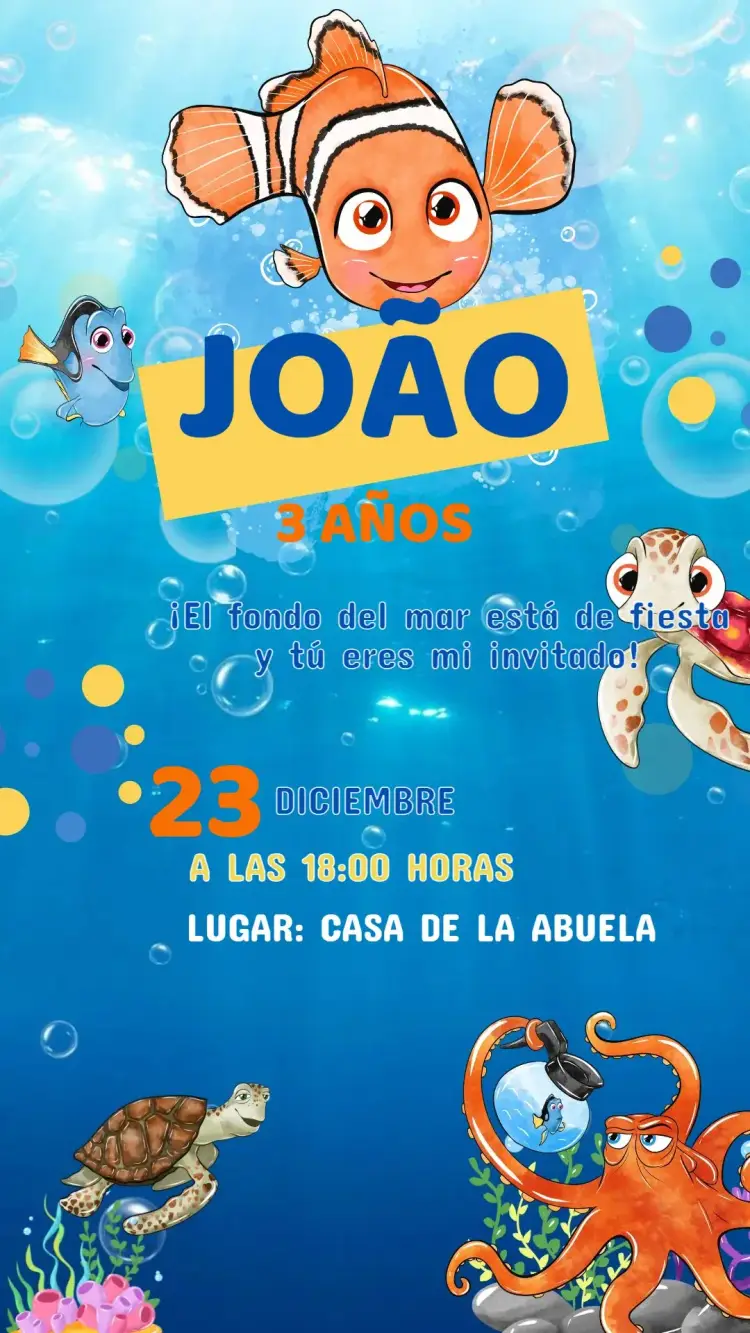 Invitación Cumpleaños Buscando a Nemo