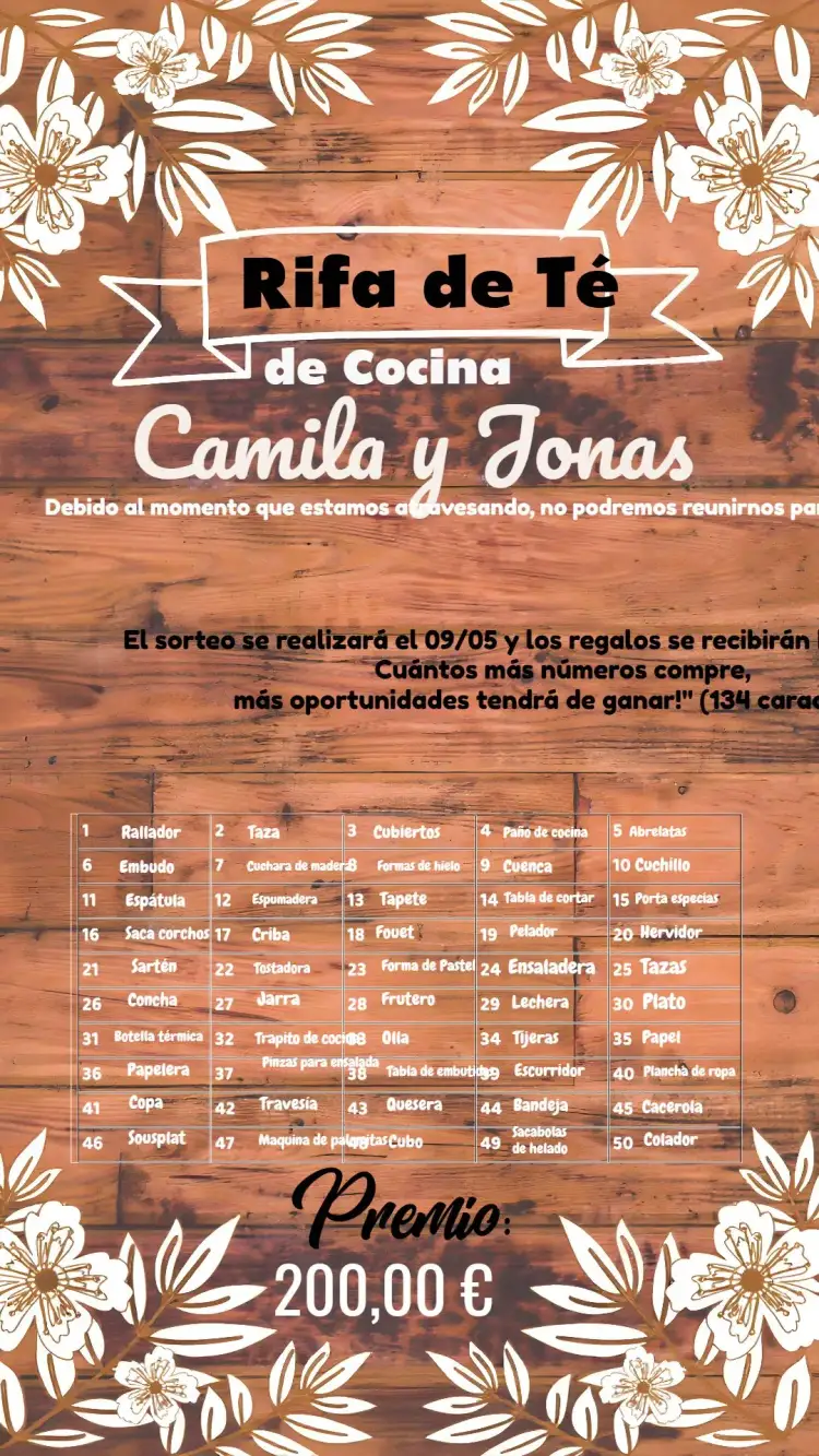 Invitación Chá Rifa De Cocina Floral Sugerencias – tema Despedida de Soltera floral, moderno, elegante, sostenible, clásico, minimalista