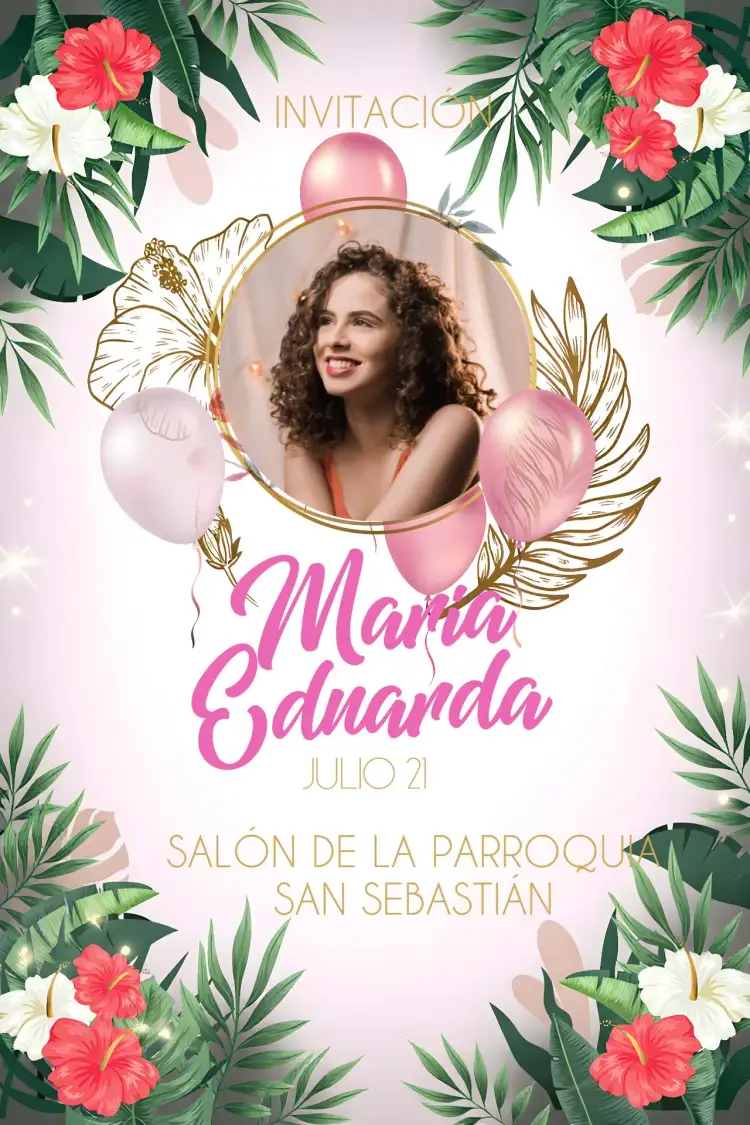 Invitación Floral Con Foto Clásico – tema Más buscados floral, vintage, colorido, clásico, alegre, joven