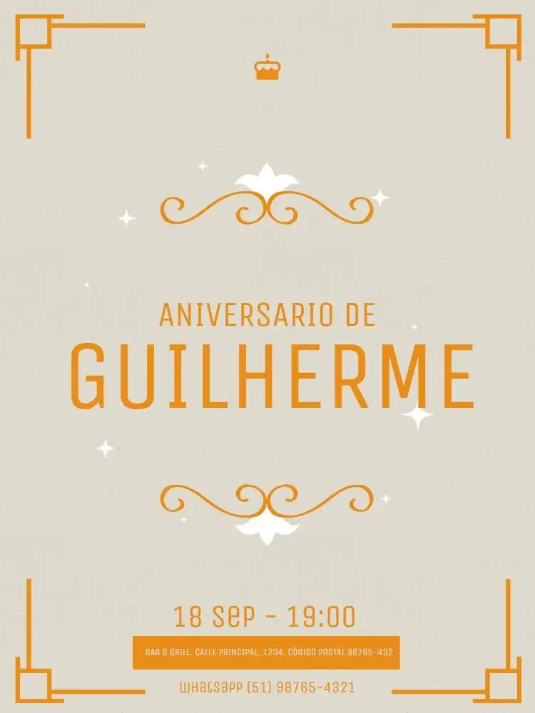 Invitación Hombre Adulto Elegante Claro Naranja