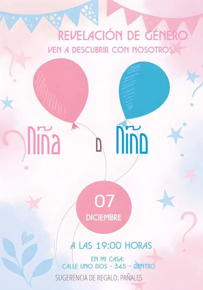Baby Shower Revelación Rosa Azul Ositos