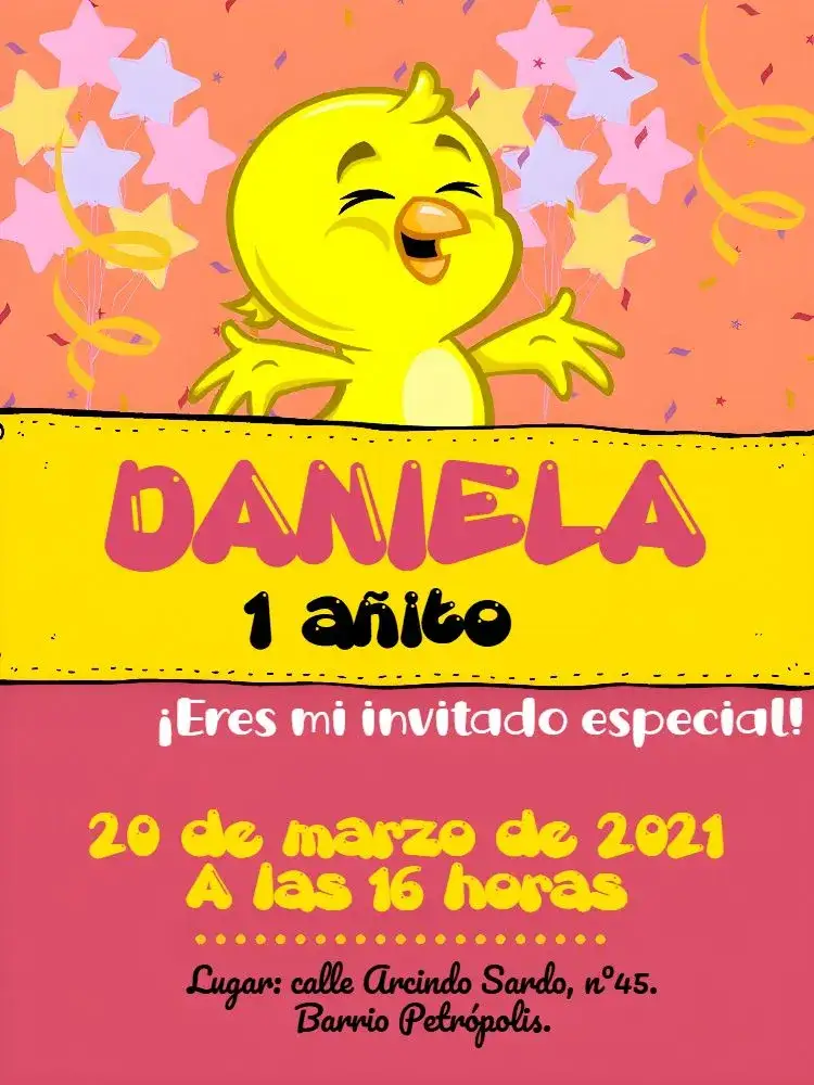 Invitación Pintinho Amarelinho Balões – tema Más buscados colorido, lúdico, infantil, divertido, alegre, festivo