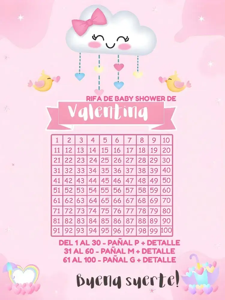 Invitación Té Rifa Lluvia De Amor Bendición – tema Té Rifa rosa, amarillo claro, rosa, moderno, delicado, festivo