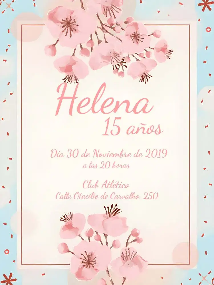 Invitación Floral 15 Años - Rosa Y Azul Delicado – tema 15 años floral, delicado, romántico, moderno, pastel, elegante