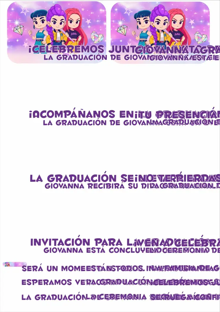 Invitación Etiqueta Guerreras del Kpop 3 – tema Más buscados moderno, colorido, joven, divertido, inspirado en Kpop