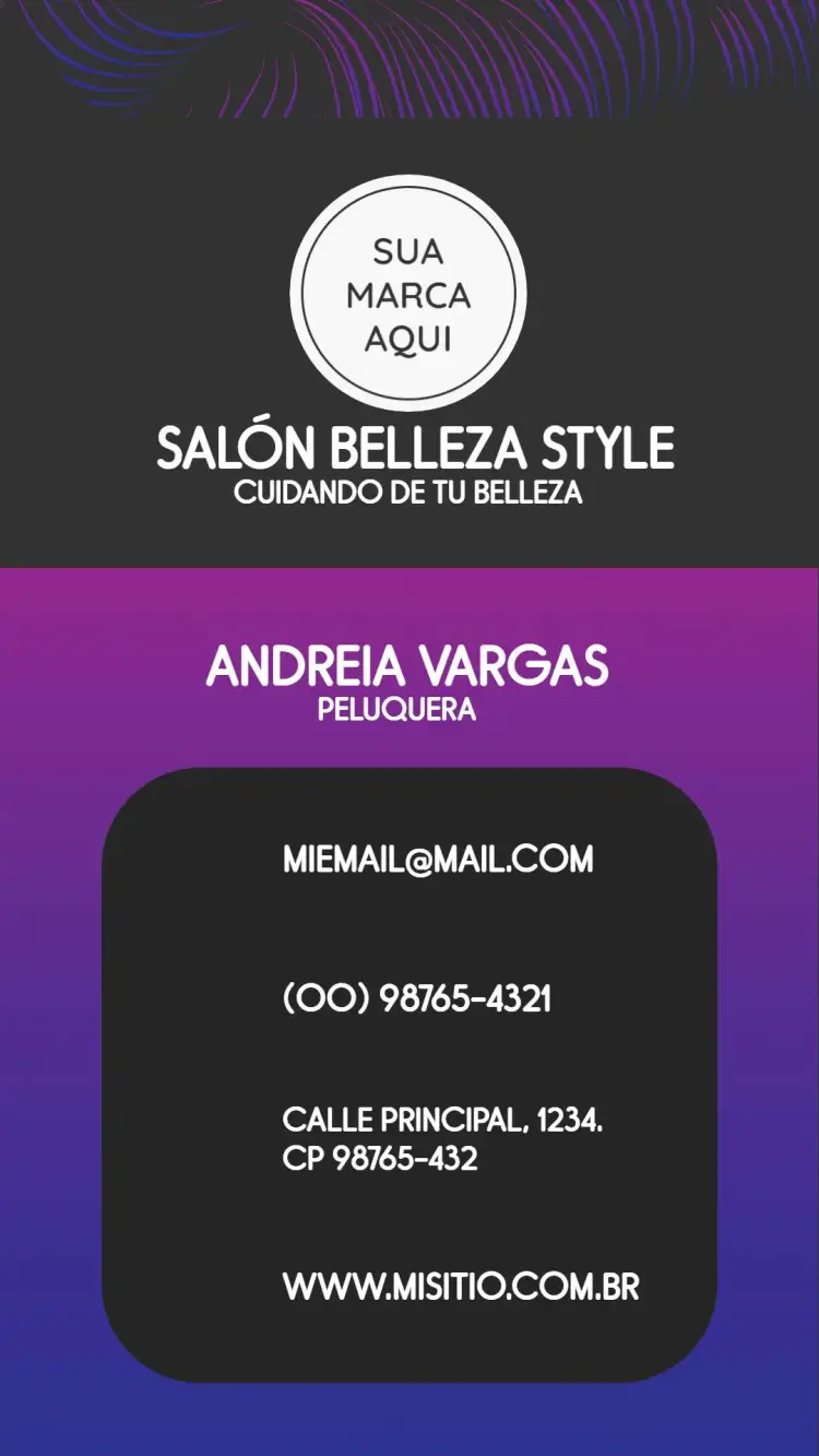 Invitación Tarjeta de Visita Digital - Peluquera Salón de Belleza