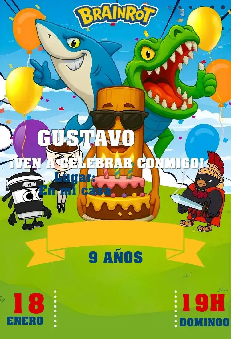 Invitación Invitación Digital Italian Brainrot – tema Cumpleaños