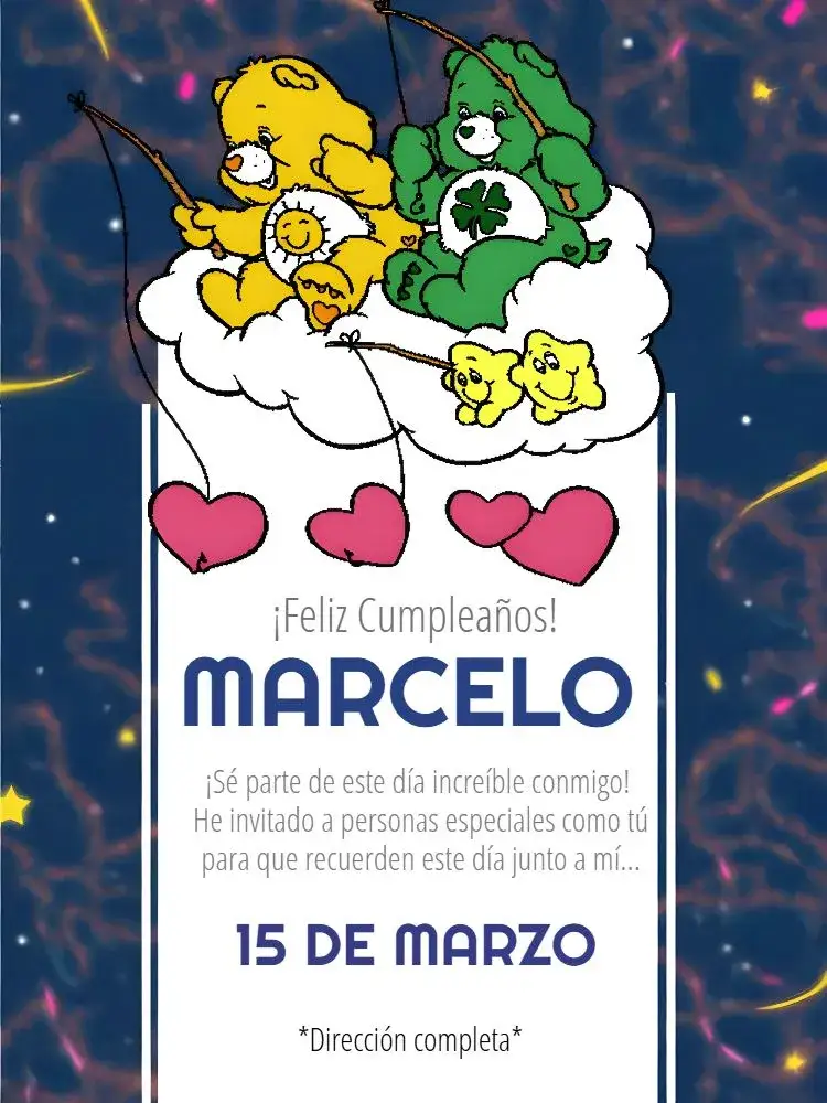 Invitación Ositos Cariñosos Rosa – tema Cumpleaños Infantil colorido, infantil, tierno, lúdico, divertido