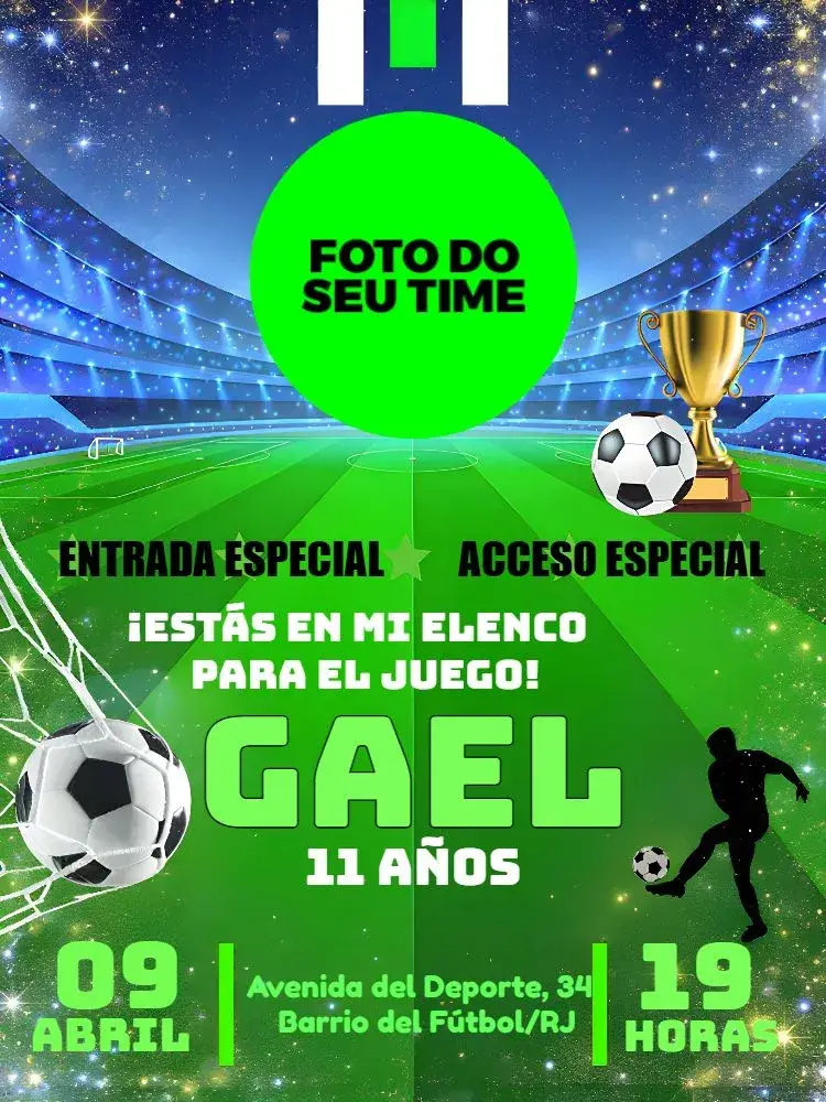 Invitación Fútbol Con Foto Escudo
