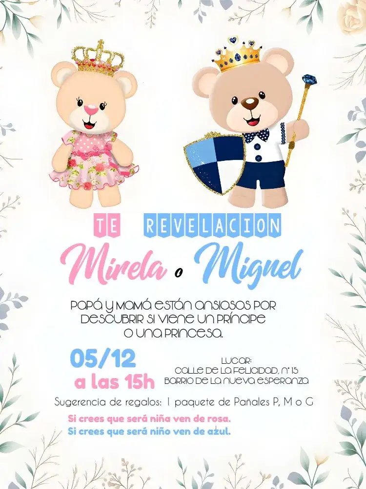 Baby Shower Ositos Realeza Acuarela