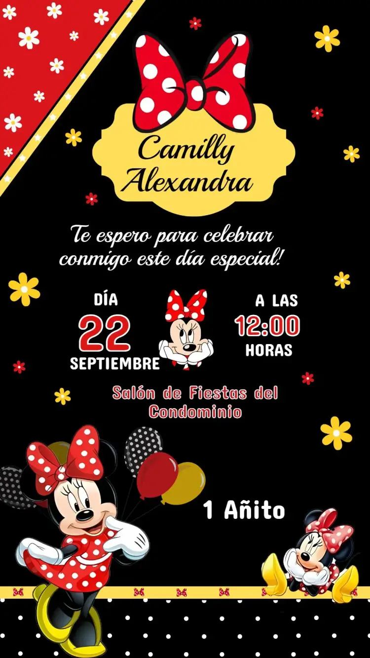 Invitación Cumpleaños Infantil Minnie