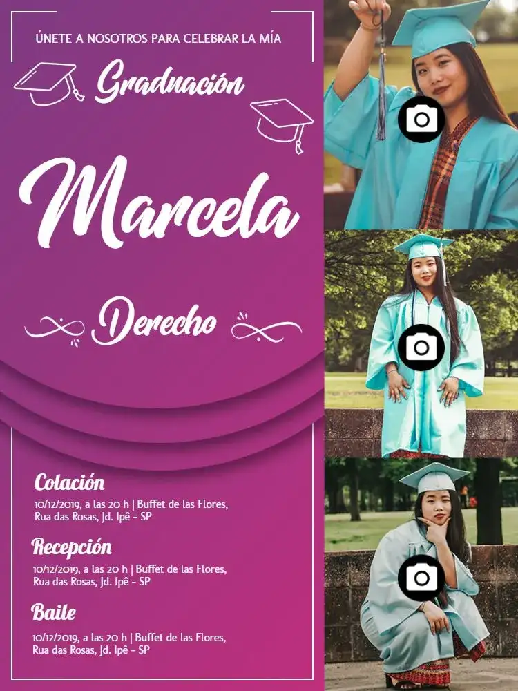 Graduación en Derecho con Fotos Morado