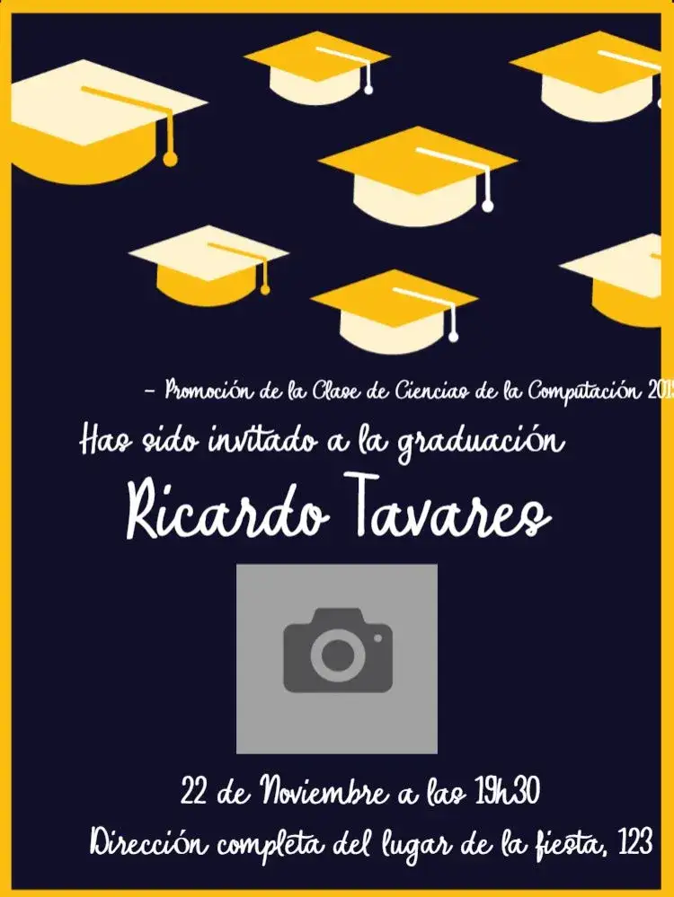 Invitación Graduación Con Foto Colación – tema Graduación dorado, negro, moderno, elegante, sofisticado, minimalista