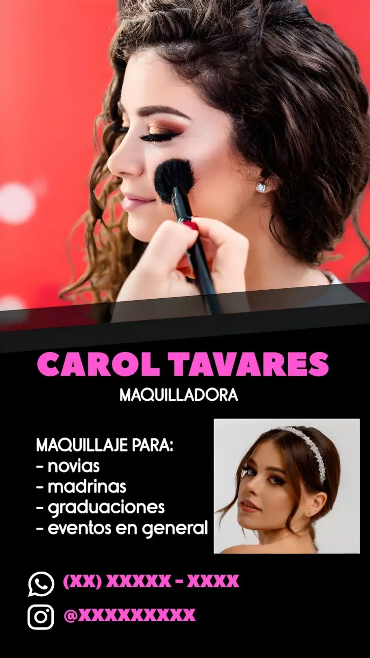 Invitación Tarjeta De Visita Maquilladora Maquillaje – tema Graduación rosa, negro, moderno, elegante, minimalista