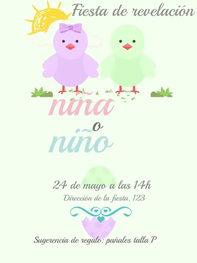 Baby Shower Revelación Pollitos Corazón