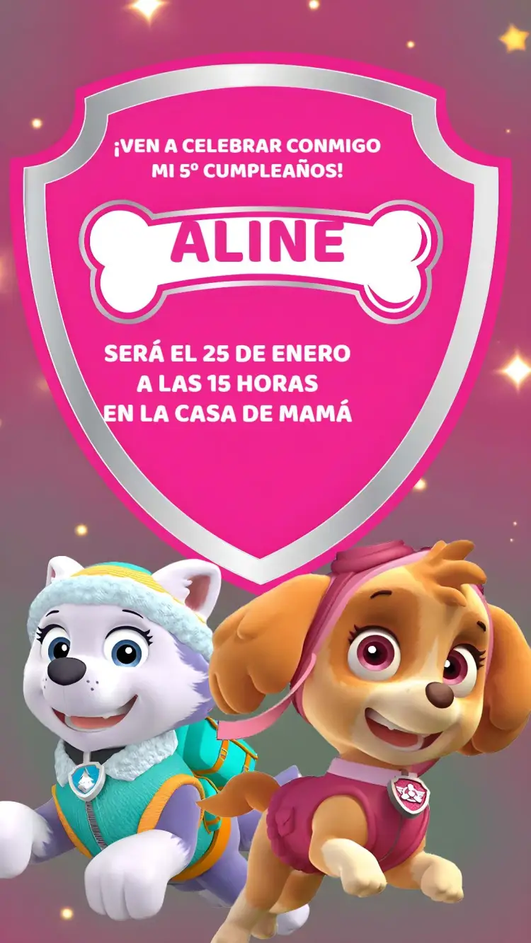 Invitación Patrulla Canina Rosa