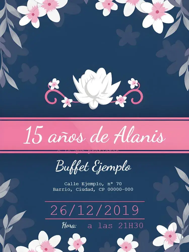 Invitación 15 Años Sakura Niña