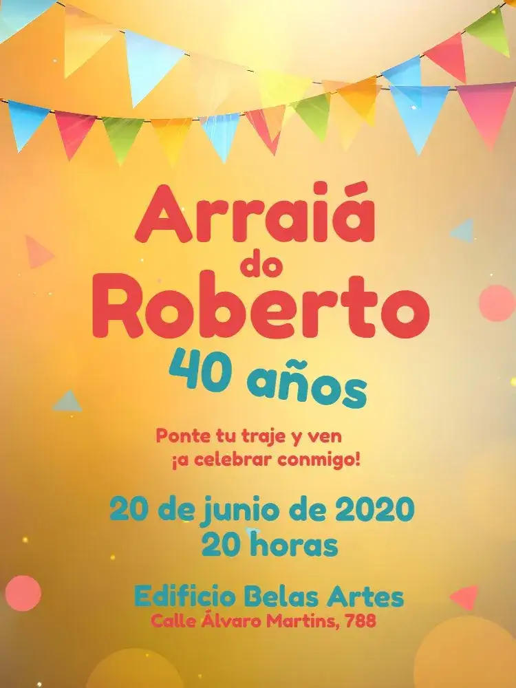 Invitación Arraiá De Festa Junina Fogueira – tema Fechas Conmemorativas colorido, tradicional, rústico, vintage, festivo, caipira