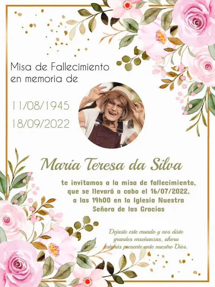 Misa De Fallecimiento Con Foto Rosa