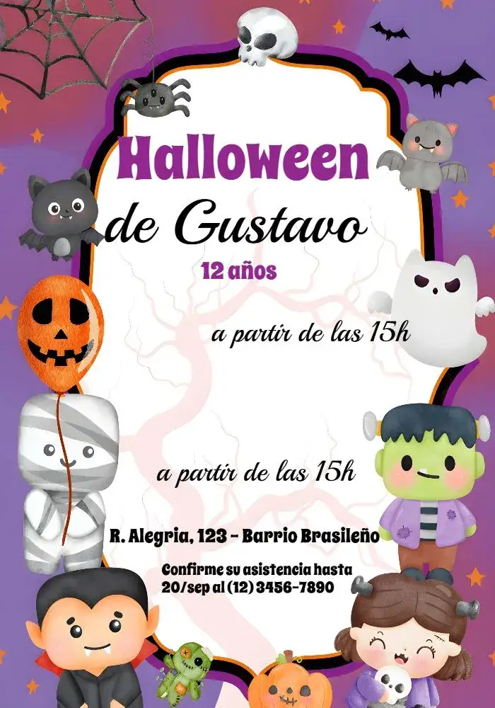 Invitación Para Fiesta Halloween Brujas – tema Fechas Conmemorativas colorido, mágico, temático, divertido, brujas, calabazas
