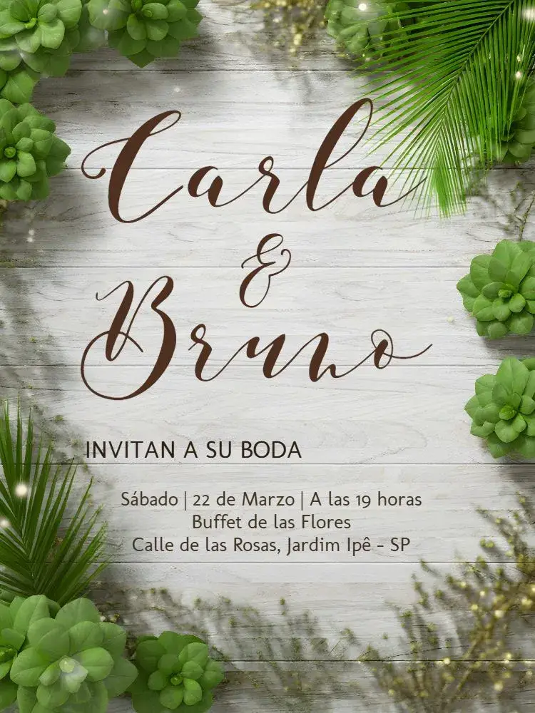 Invitación Boda Follaje Blanco