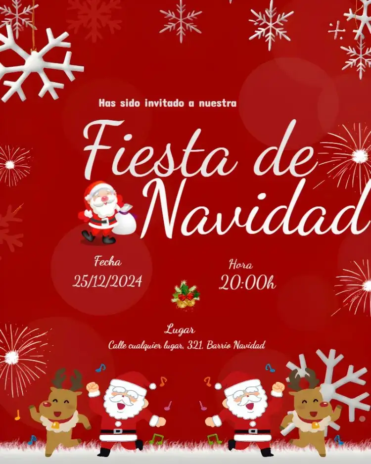 Invitación Fiesta De Navidad Papá – tema Fechas Conmemorativas rojo, navideño, clásico, festivo, alegre, divertido