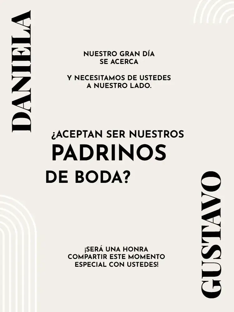 Invitación Boda Para Padrinos Minimalista Simple