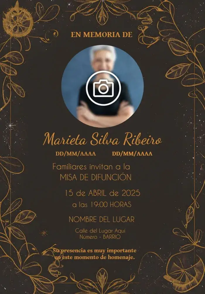 Invitación Misa De Fallecimiento Con Foto Amarillo – tema Fechas Conmemorativas amarillo, marrón, dorado, minimalista, elegante, clásico