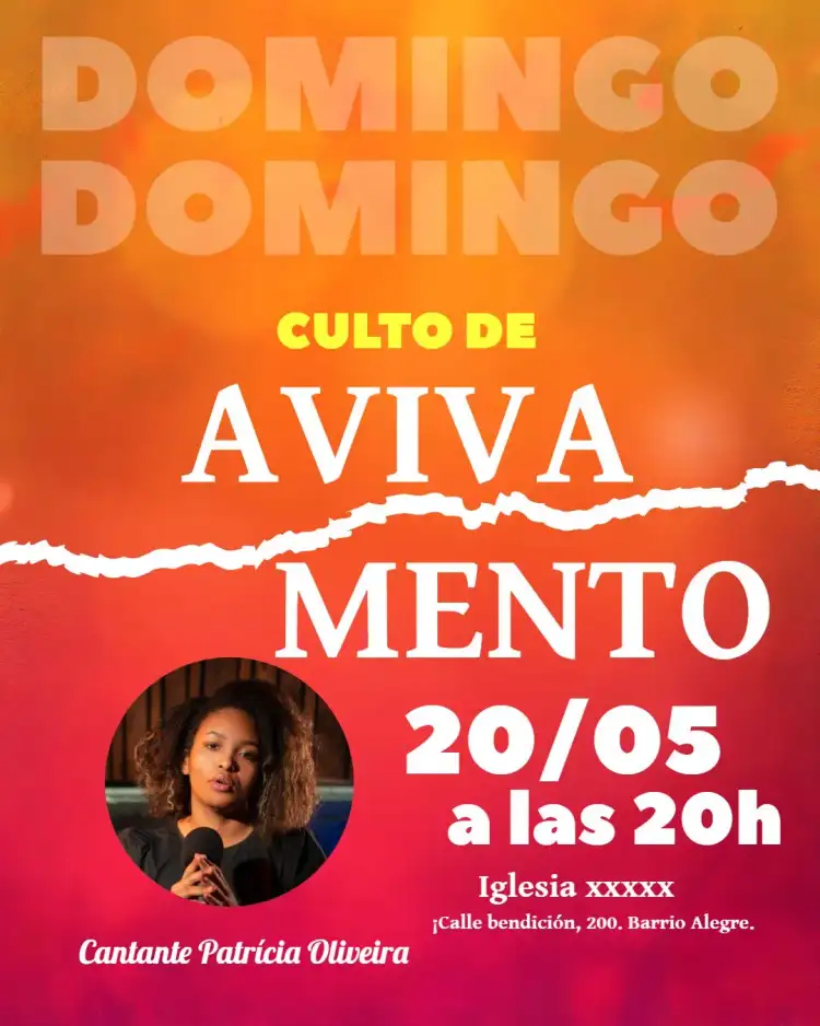 Arte Para Culto De Avivamiento Iglesia Con Foto Folleto