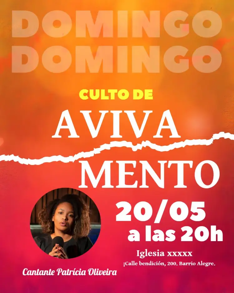 Invitación Arte Para Culto De Avivamiento Iglesia Con Foto Folleto