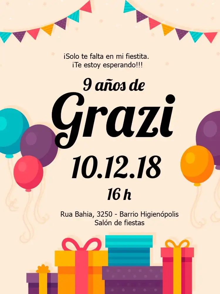 Invitación Whatsapp – tema Cumpleaños Infantil colorido, tierno, infantil, festivo, vibrante, celebración