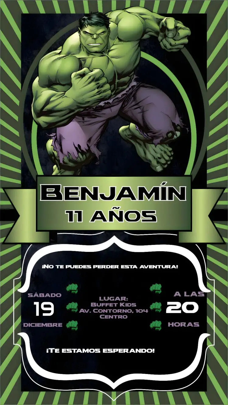 Invitación Hulk