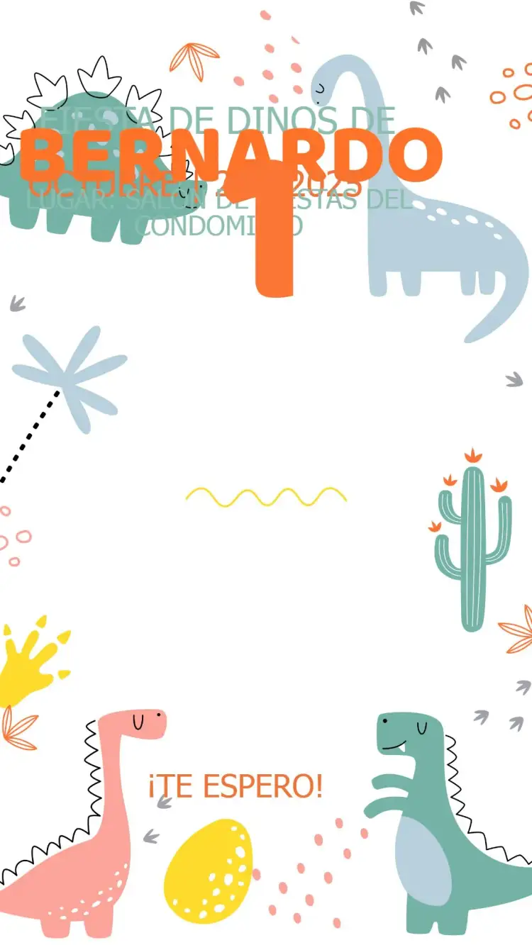 Invitación Invitación Cumpleaños Fiesta Dino – tema Cumpleaños Infantil colorido, divertido, ilustraciones de dinosaurios, temática prehistórica, jovial, alegre