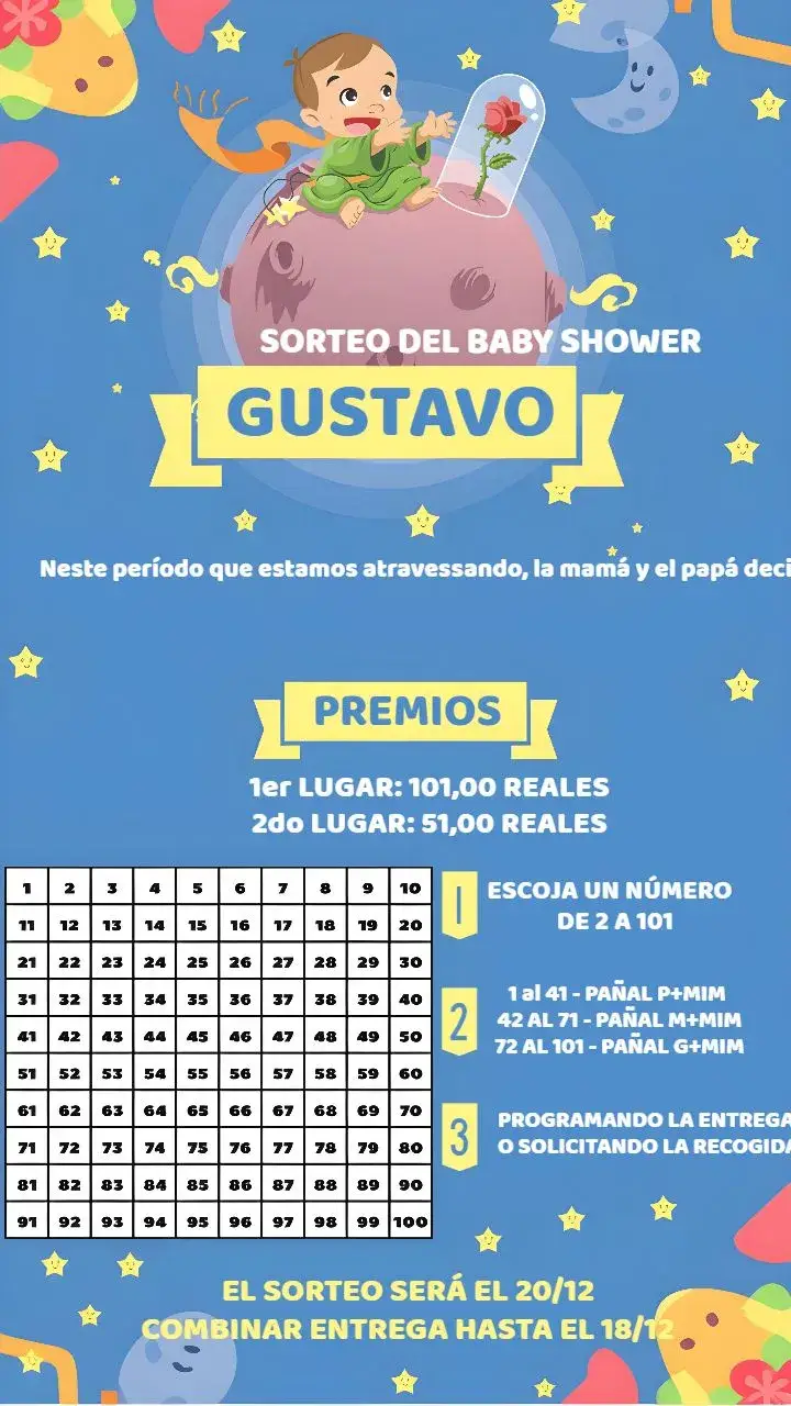 Invitación Té Rifa Pequeño Príncipe Amarillo
