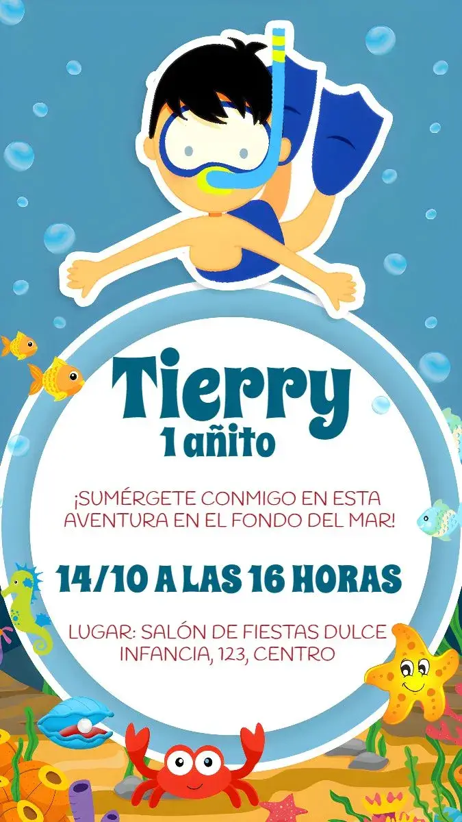 Invitación Fondo Del Mar Estrellas