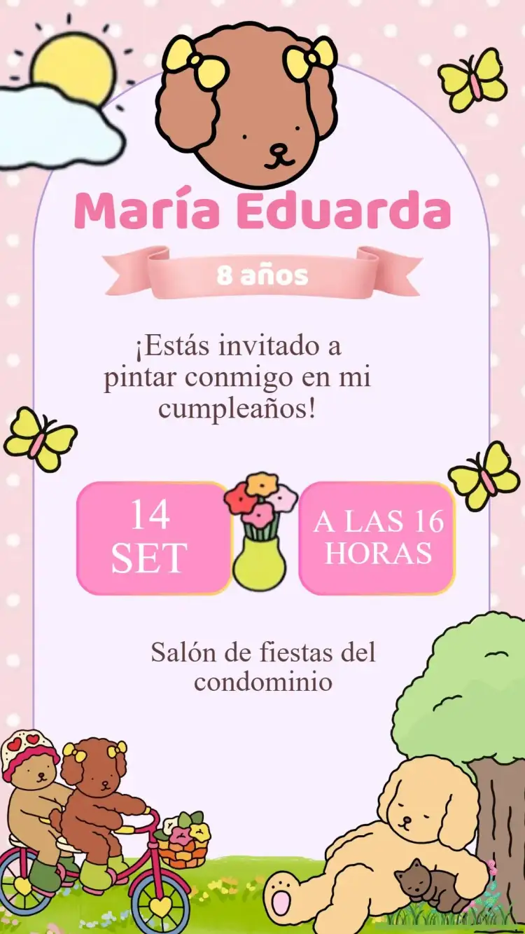 Invitación Invitación Cumpleaños Bobbie Goods – tema Cumpleaños Infantil colorido, lúdico, divertido, infantil, alegre