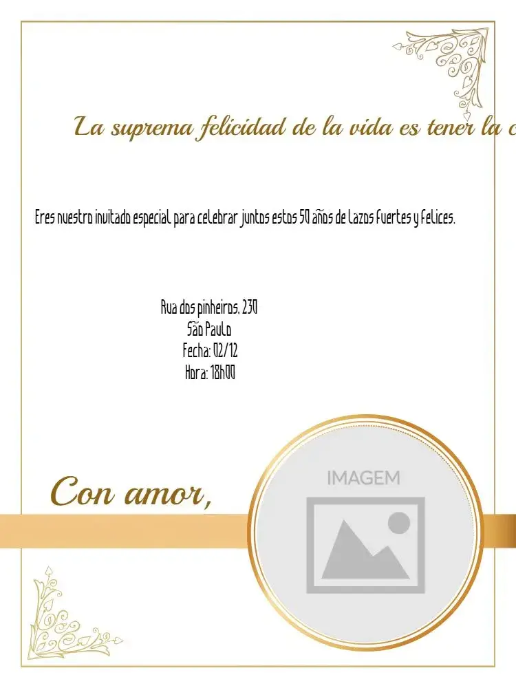 Invitación Bodas De Oro Matrimonio