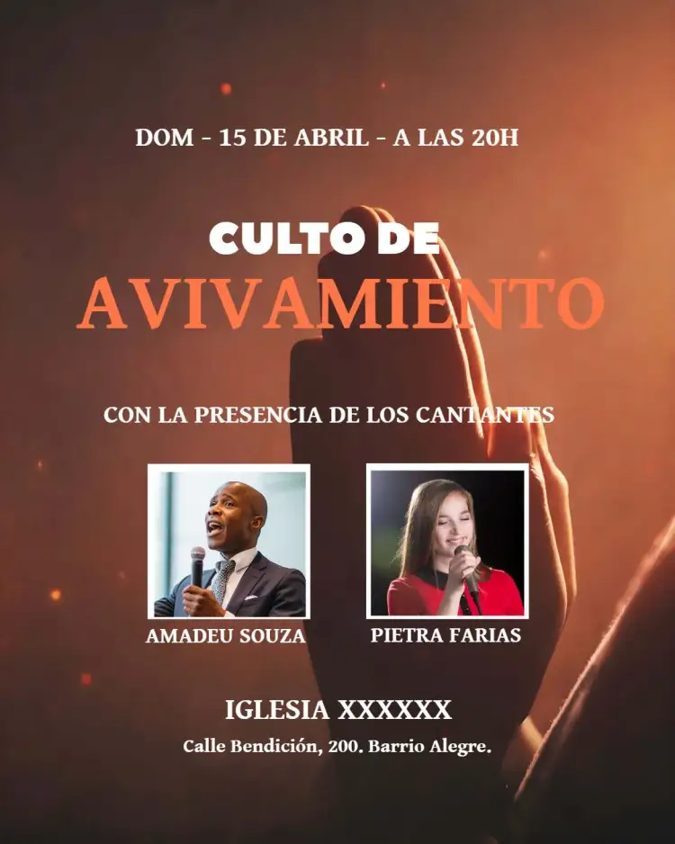 Invitación Arte Para Culto De Avivamiento Iglesia Con Fotos Folleto – tema Bautismo colorido, religioso, moderno, vibrante, minimalista
