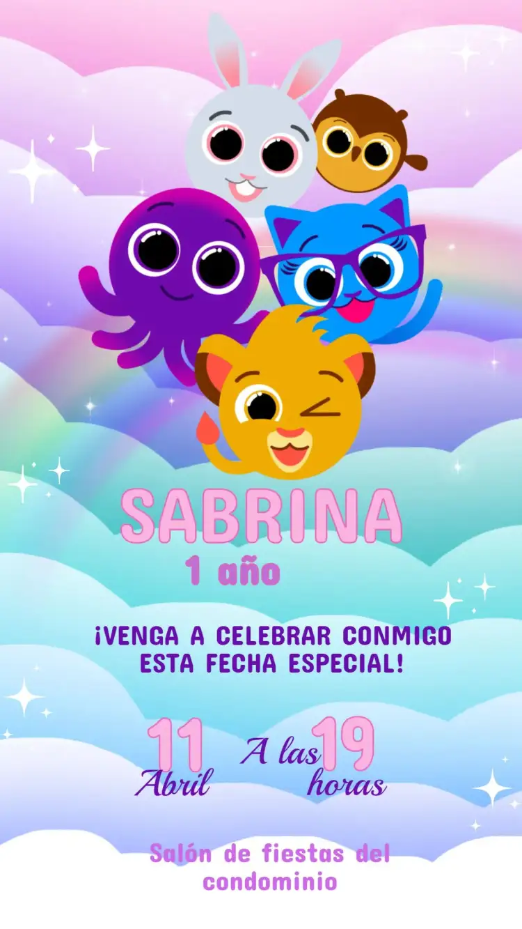 Invitación Invitación Cumpleaños Bolofufo – tema Cumpleaños Infantil colorido, lúdico, fofo, divertido, temático, alegre